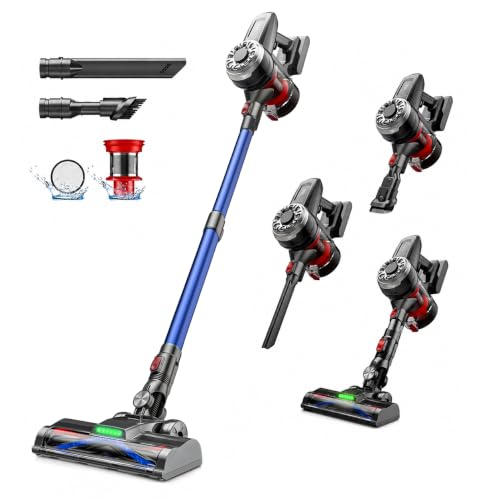 Akku Staubsauger Kabellos, 50kPa/50min, Anti-Tangle, Leichtbau, Gruine LED