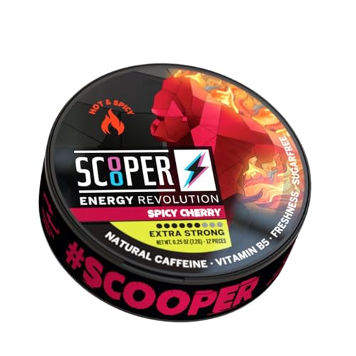 SCOOPER Energy 1x Spicy Cherry Xtra Strong | 80 MG Koffein pro Pouch | 12 Pouches pro Dose | Zuckerfrei & Vegan | Energy Drink Alternative