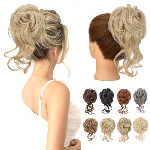 Benehair Dutt Haarteil mit Klammer Natürlich Messy Bun Haarteile für Dünnes Haar Synthetik Haar Scrunchies Haardutt Haarteile für Frauen Mädchen(Mittelblond, 75g)