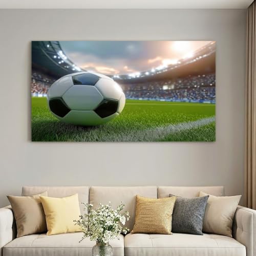 Leinwand Bilder - Fußballstadion - 40L x 30W cm - Deko Wohnzimmer - Wandbilder Schlafzimmer - Deko Aesthetic - Wand Deko - Leinwand - Deko Zimmer - 3D Sport Leinwandbilder