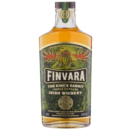 Finvara The Kings Gambit Irish Whiskey, traditionell dreifach destillierter Pot Still Whiskey, reiches Aroma und sagenhafter Geschmack, 43% vol, 700 ml Einzelflasche