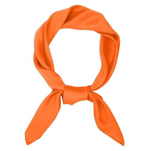 JasGood Damen Seidentuch Seide Leicht Eleganter Seidenschal Damen Bandana Halstuch Kopftuch Schal Vielseitiges Seidenschal für Frauen,Orange