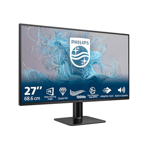 Philips 27E2N2500 27 Zoll QHD Monitor, 120Hz, IPS, 1ms MPRT Adaptive Sync HDR10 (2560x1440,HDMI 1x 2.0,DP 1x 1.4) Schwarz/Rot