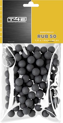 T4E Paintball Kugeln RUB 50, Munition Kaliber 0,50 100 Stück, Rubberballs, schwarz