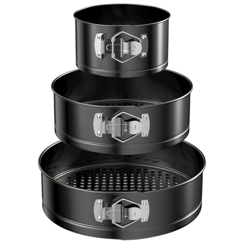 WinGluge 3 Stück Springform, 12/18/22 cm Cake Baking Tin, Runde Backform, Kuchenform Antihaftbeschichtet, Cake Tin Set, Cake Pan Set, Baking Utensils, Removable Base, für Kuchen, Torten