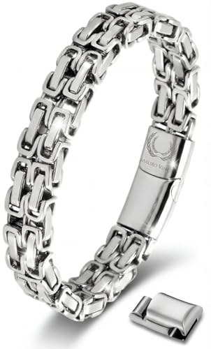 Mauro Vinci Herrenarmband aus Stahl – Verstellbar von 19,5 cm bis 21 cm – Magnetarmband Edelstahl für Herren Crypto Byza Geschenkverpackung
