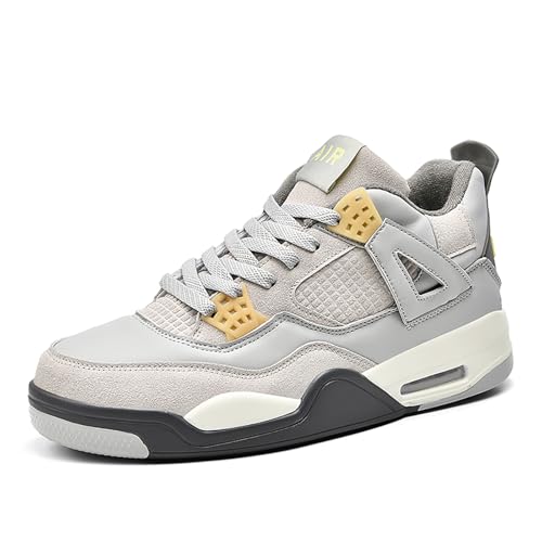 Gakricrey Damen Air 4 Retro Sneaker Herren Basketballschuhe Retro Schuhe Skateboardschuhe Laufschuhe Turnschuhe Sportschuhe AY043 grau EU 35