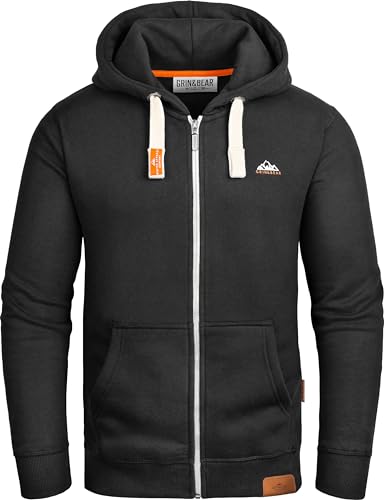 Grin&Bear Hoodie Herren Hoodie Sweatshirt Kapuzenjacke Pullover GB022-JetBlack-XL