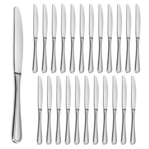 Gifcomda Tafelmesser, Edelstahl Buttermesser 24 Stück (22.7cm,8.94 inch), Frühstücksmesser/Buttermesser/Messer Set für Zuhause Restaurant Partei, Spülmaschinenfest