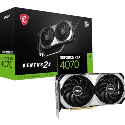 MSI GeForce RTX 4070 Ventus 2X 12G OC Grafikkarte - NVIDIA RTX 4070 GPU, 12GB GDDR6X (21Gbits / 192 bit), PCIe 4.0-2X TORX Fan 4.0 - HDMI 2.1a, DisplayPort 1.4a
