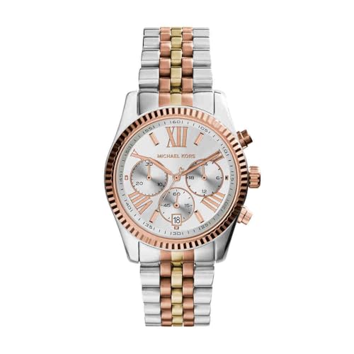 Michael Kors Lexington Chronograph Quarzuhr mit Silber- und Goldtönen Edelstahlarmband für Damen MK5735