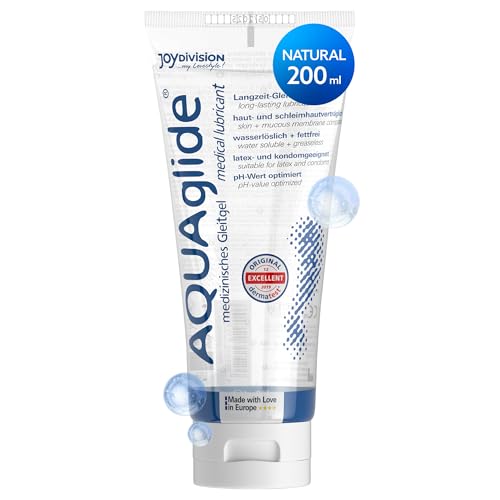 JOYDIVISION Original AQUAglide 200 ml Gleitgel Natural, Kristallklares & Veganes Gleitmittel, Ph-optimiert und Latex- Kondom -Kompatibel