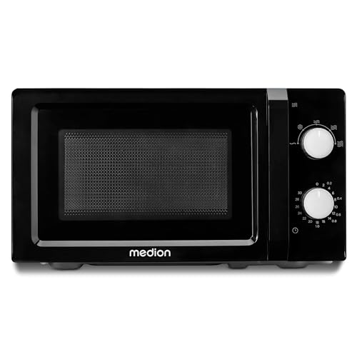 MEDION Mikrowelle (20 Liter, 700 Watt, klein kompakt und platzsparend, 5 Mikrowellenstufen, Auftaufunktion, Timerfunktion, MD11475) schwarz