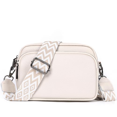 TANTOMI Umhängetasche Damen Klein, Crossbody Bag Damen Handytasche zum Umhängen, Moderne Handtasche Damen Klein mit Breitem Schultergurt, Damen Tasche Tägliches Arbeiten, Einkaufen,Reisen