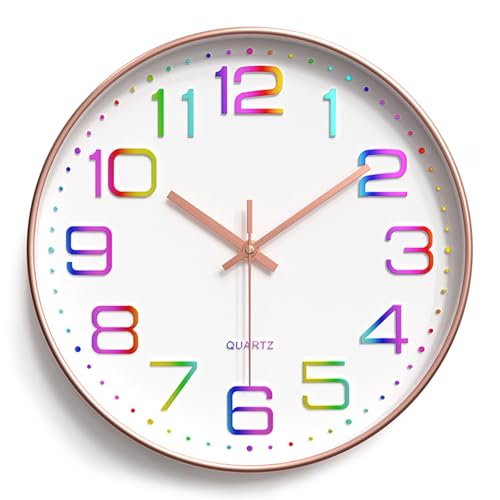 CIOXSOIO 30cm Wanduhr Lautlos, 3D Ziffern Wanduhr Ohne Tickgeräusche, Modern Wand Uhr Analog Leicht zu Lesen, 12 Zoll Leise Wall Clock Deko für Wohnzimmer Küche Büro Schule Kinderzimmer