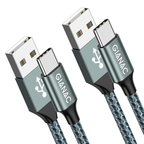 GIANAC USB C Kabel, [2 Stück 2m] 3.1A ladekabel USB C Schnellladung und Synchronisierungskabel USB C für Samsung S10/S9/S8te 10te 9, Huawei P30/P20/Mate 20, Sony Xperia