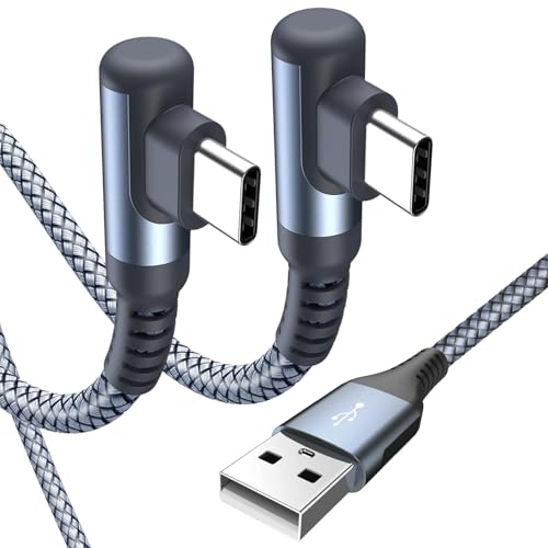 USB C Kabel 3.1A Schnellladung [2Stück 2m], Ladekabel USB C Winkel Type C Kabel Nylon für i Phone 16 15 Pro Max,Samsung Galaxy S25 S24 S23 S22,S21,S20 S10 S9,S8,Note20,M31 M30s M20,A72 A71 A52 A51,Mi9