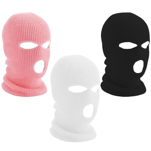 MmotZsb Sturmmaske, Sturmhaube Motorrad, 3er Pack in Weiß, Schwarz und Rosa, 25 x 35 cm, Windschutz für Outdoor-Aktivitäten