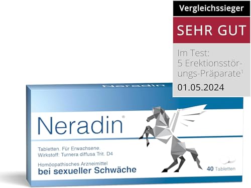 Neradin Tabletten - Potenzmittel für den Mann mit Damiana: Rezeptfreies Arzneimittel bei sexueller Schwäche wie z.B. Erektionsstörungen - Testosteron-Booster für spontanen Sex - 40 Tabletten