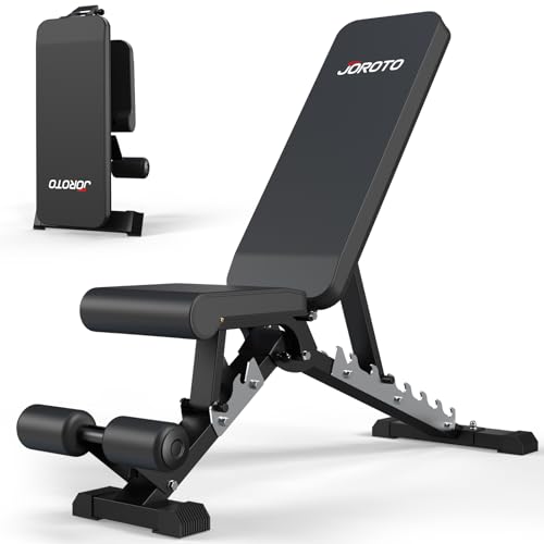 JOROTO MD60 Verstellbare Hantelbank Klappbare Trainingsbank Schrägbank mit 1,5 mm verdickter Stahl für Zuhause