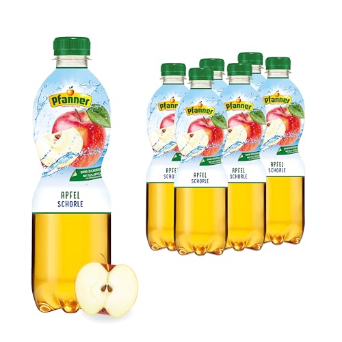 Pfanner Apfelschorle (6 x 0,5 l) – aus 55% Fruchtgehalt mit Kohlensäure - Fruchtgetränk ohne Zuckerzusatz - Schorle im Vorratspack