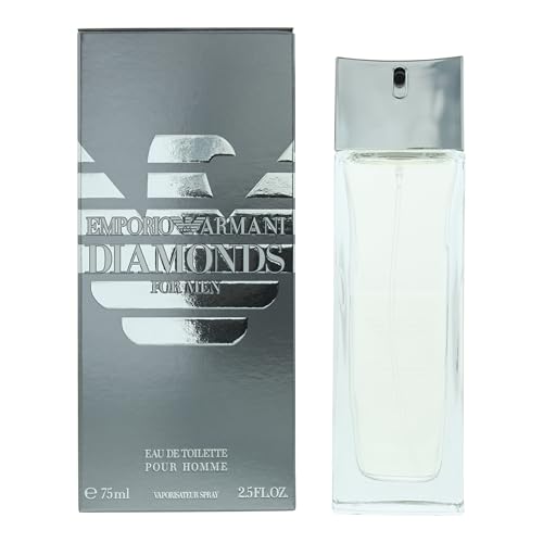 Emporio Armani Diamonds He for Men Eau de Toilette, Armani Beauty für Herren, Männerduft, Holzig-aromatischer Duft, Bergamotte, Zedernholz und Vetiver, 75ml