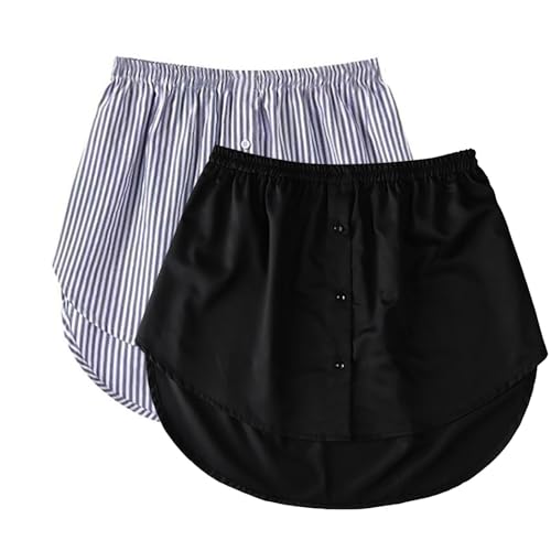 Pamqsen Hemdverlängerung Damen Blusenrock Petticoat Shirt Extender Hemdrock Mit Bluseneinsatz Fake Bluse 2 Stück Blusenverlängerung Bluse Rock Shirt Verlängerung Unterrock Minirock