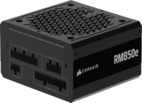 CORSAIR RM850e (2025) Geräuscharmes Vollständig Modulares ATX-Netzteil mit 12V-2x6 Kable – Zero RPM-Lüftermodus, ATX 3.1-Konform, PCIe 5.1-Unterstützung, Cybenetics Gold – Schwarz