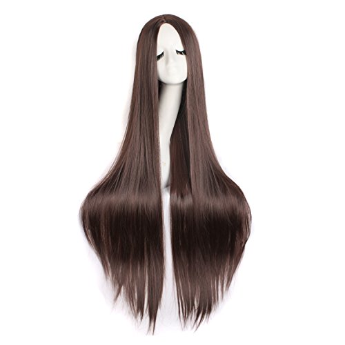 MapofBeauty 100cm/40 Zoll Mode Gerade Cosplay Lange Perücke (Dunkel Braun)