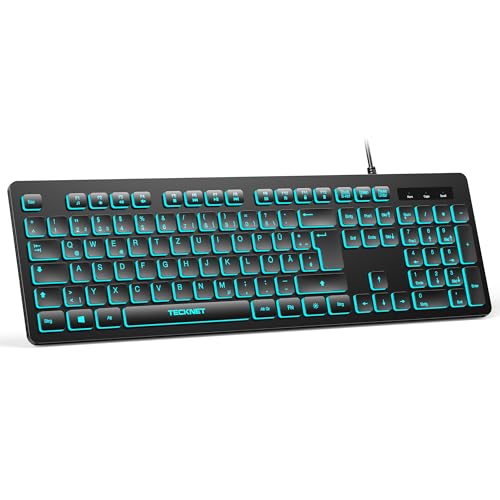 TECKNET Kabelgebundene USB Tastatur, Deutsches QWERTZ Layout