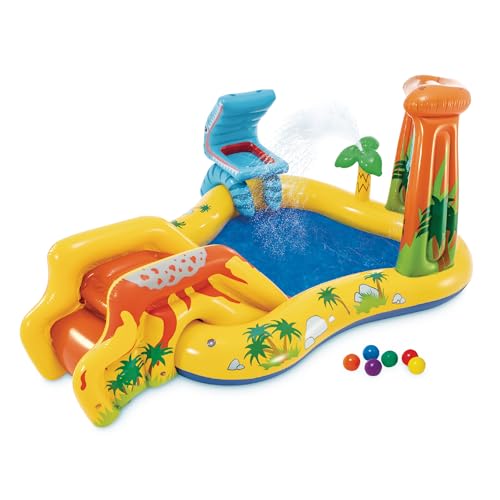 Intex 57444NP - Aufblasbarer Play Center Dinosaurier, Vinyl, Mehrfarbig, 249x191x109 cm
