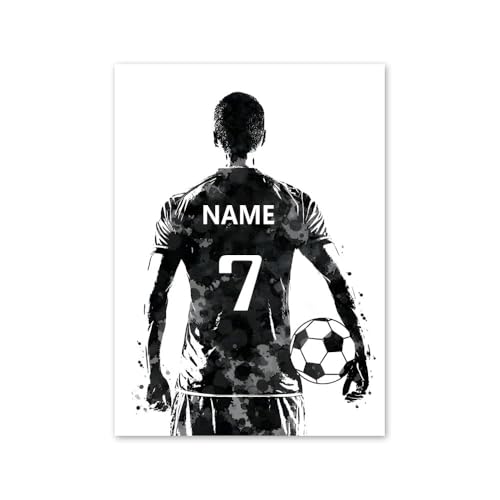 Fußballtrikots Poster Personalisierte Leinwand Mit deinem Namen drauf, Personalisiertes Bild Personalisierte Geschenke -Leinwand personalisiert - Leinwandbild Geschenk (M1, 20x30 cm, Ungerahmt)