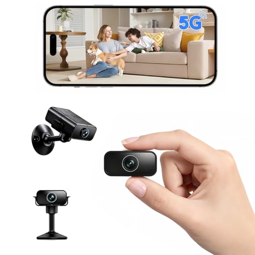 Mini Kamera, 4K HD Überwachungskamera Innen mit 150° Weitwinkel & Nachtsicht, WLAN 2,4 & 5 GHz Kamera Überwachung Innen, Intelligente Bewegungserkennung, Nachtsicht, Live Übertragung via Handy App-M