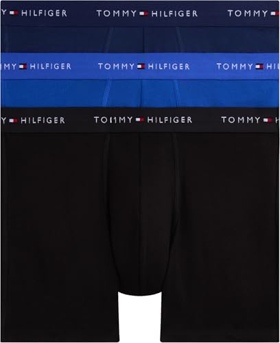 Tommy Hilfiger Herren 3er Pack Boxershorts Briefs mit Logobund, Mehrfarbig (Nob Blu/PRP NVY/Blk), XL