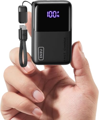 INIU Ultra Mini Powerbank, 10000mAh 45W Schnellladen mit USB C Kabel