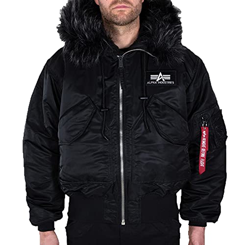 Alpha Industries Herren 45P Hooded Custom Bomberjacke, Black/Black, XL