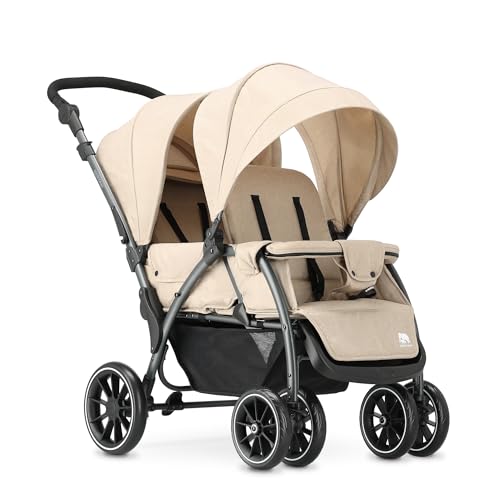 Deryan Elena Duo Tandem für Kinder – Doppelduett mit 5-Punkt-Gurtsystem und verstellbar auf 4 Jahre (nougat)