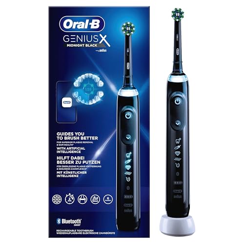 Oral-B Genius X Elektrische Zahnbürste/Electric Toothbrush mit künstlicher Intelligenz & Putztechnikerkennung, visuelle Andruckkontrolle, 6 Putzmodi inkl. Sensitiv, Timer, schwarz