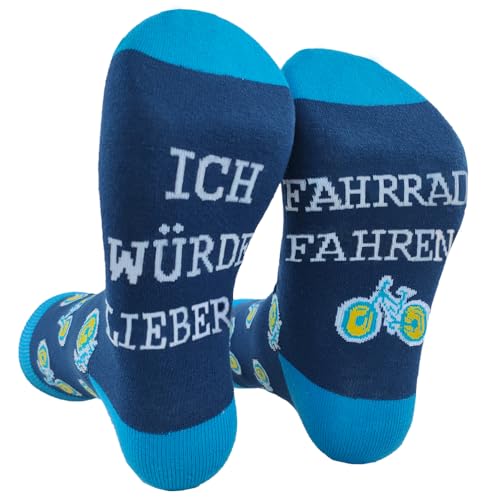 Zemolo Lustige Socken Geschenk für Männer, ICH WÜRDE LIEBER FAHRRAD FAHREN Socken Witzige Weihnachten Ideen Geschenke Vatertag Männertag für Papa Opa Herren 43-46 ﻿