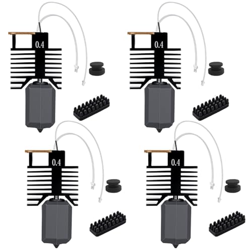4PCS U1 Hotend 0.4mm Düse aus gehärtetem Stahl Compatible with Snapmaker U1 3D Drucker, Hotend mit Keramischem Schnellheiz-Extruder Ersatzset mit Düsenbürste, Silikonabdeckung und Auslaufschutz
