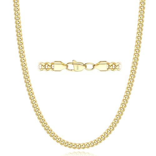 Esrael 18K Goldkette Herren Halskette für Männer 3mm Gold Kette für Männer Junge Gold Herren Kette Halsketten Schmuck Geschenke 20 Zoll