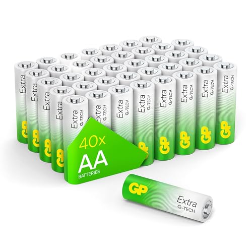 GP Extra Alkaline AA Batterien 1,5V Longlife | 40 Stück R6 Batterien AA Mignon | Neue G-TECH Technologie - stabile Leistung, Lange Lebensdauer, patentierter Auslaufschutz