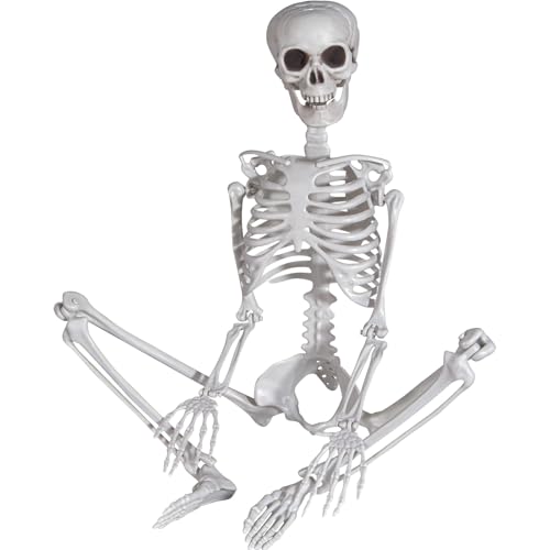SIFOEL 90cm Halloween Skelett Plastik Ganzkörper Skelett mit beweglichen Gelenken für Halloween Haus Garten Haus Terrasse Dekorationen (1Stück)