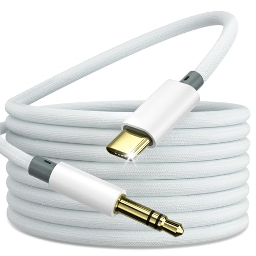 Bigtruely Aux Kabel USB C 3.5mm AUX USB-C Adapter für iPhone 16/15 Pro Max, Galaxy S24/S23/S22 Ultra, iPad Pro, Weiss