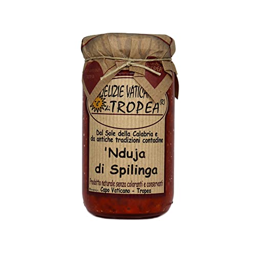 Nduja di Spilinga | Würzige Streichsalami aus Italien | Handgemachte Kalabrische Delikatesse – Gourmet Feinkost | Authentisch Hergestellt in Italien von Delizie Vaticane di Tropea (Glass Jar)