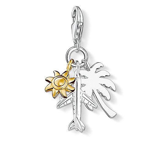 THOMAS SABO Charm-Anhänger Palme, Sonne, Flugzeug 925er Sterlingsilber; 750er Gelbgold Vergoldung
