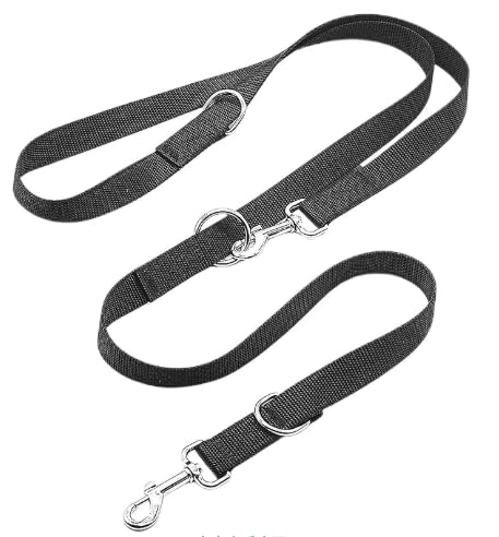 Hundeleine 2.55M Verstellbare Schleppleine mit 2 Karabiner, Verdickte Führleine Doppelleine, Freihandleinen, Übungsleine aus Nylon, Schwarz