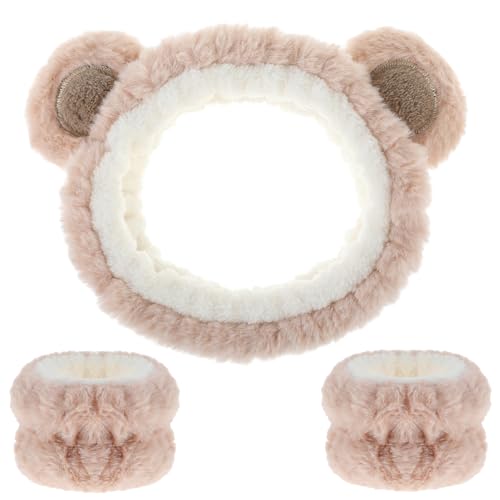 AOZUO Haarband Kosmetik für Make Up und Waschen, Bärenohren Elastisches Gesicht Handgelenk Waschband, Saugfähiges Abschmink Haarband für Mädchen Damen Yoga, Sport, Hautpflege Kosmetik Dusche