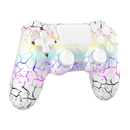 Pogriko Wireless Controller für PS4, Game Controller kompatibel mit PS4/Pro/Slim/PC, Gamepad Joystick mit RGB LED, Dual Vibration, 6-Achsen Gyro Sensor, Audiobuchse, Touchpanel