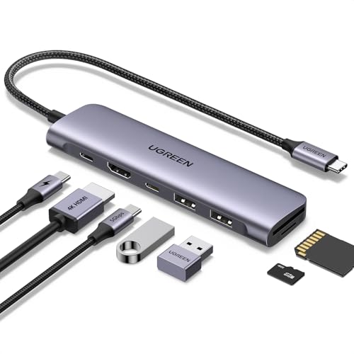 UGREEN Revodok 1071 USB C Hub 5Gbps, 4K HDMI, PD100W, USB 3.0 Datenports, SD/TF Kartenleser Multiport Adapter Kompatibel mit iPhone 17/16, MacBook, iPad, Surface Laptop, Galaxy S24, Steam Deck usw.
